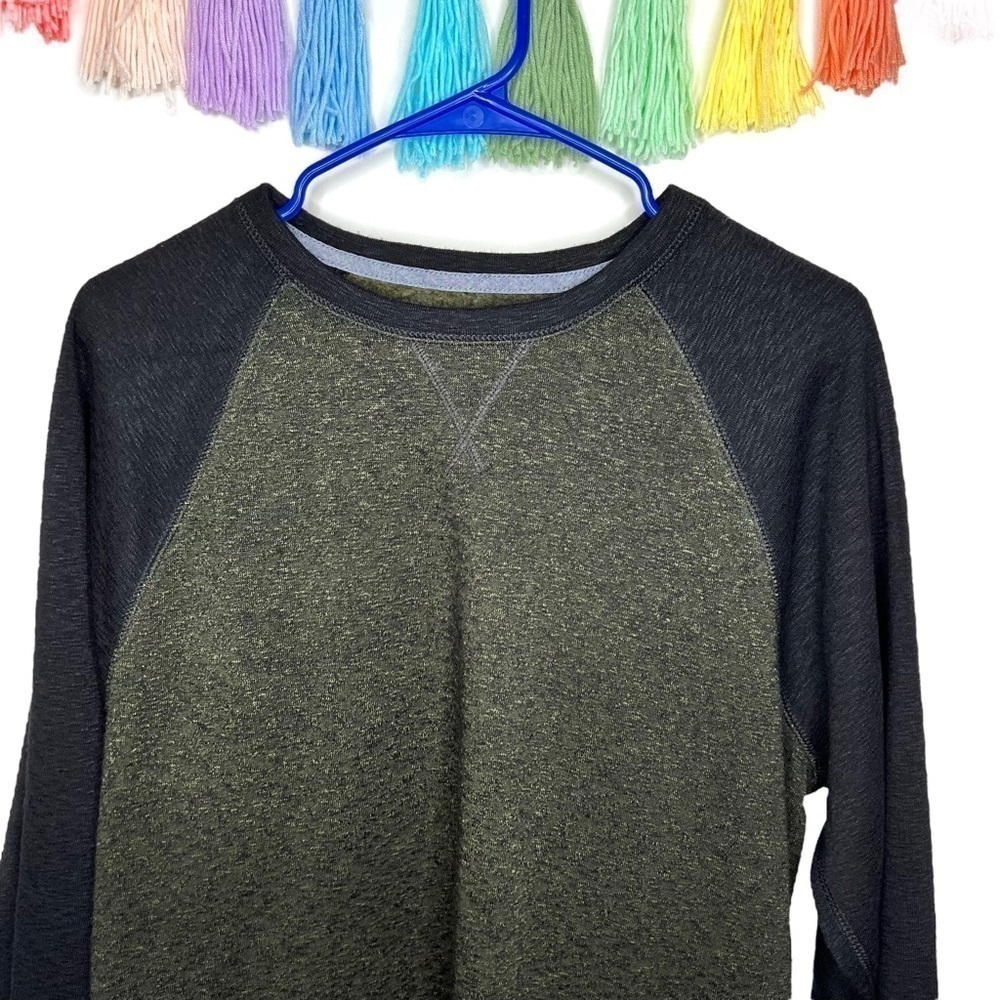Levi’s Men’s Henley Cozy Crewneck Hunter Green Charcoal Gray Sweatshirt Medium - Picture 5 of 14